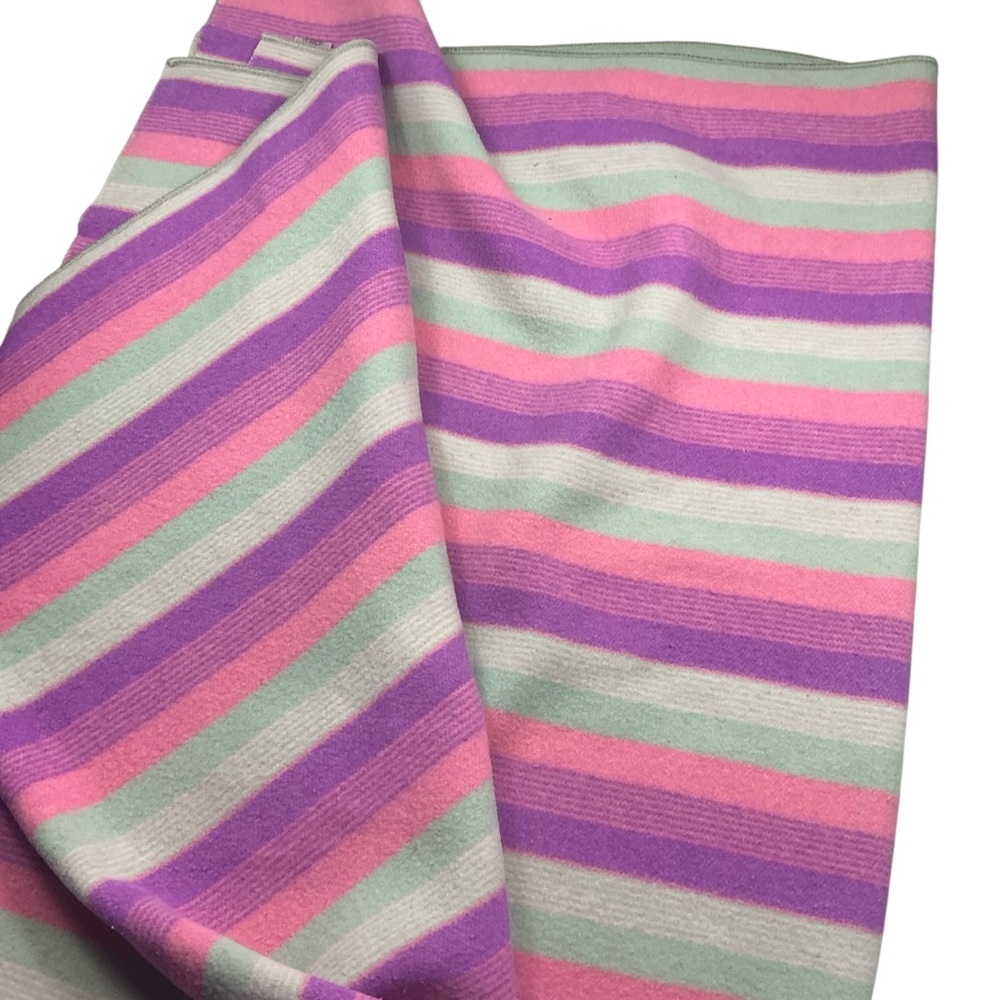 Vintage Jack Frost wool striped blanket 67 x 82 USA made utah